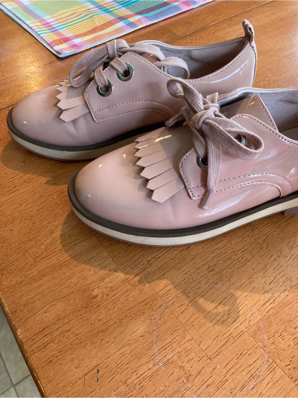 Zara Pink Patent Kiltie Lace-Up Kids Dress Shoes - youth 3.5/women 4.5/5
